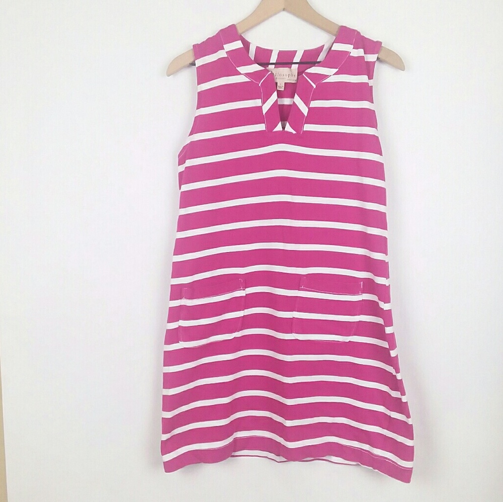 Philosophy striped sleeveless knit shift dress